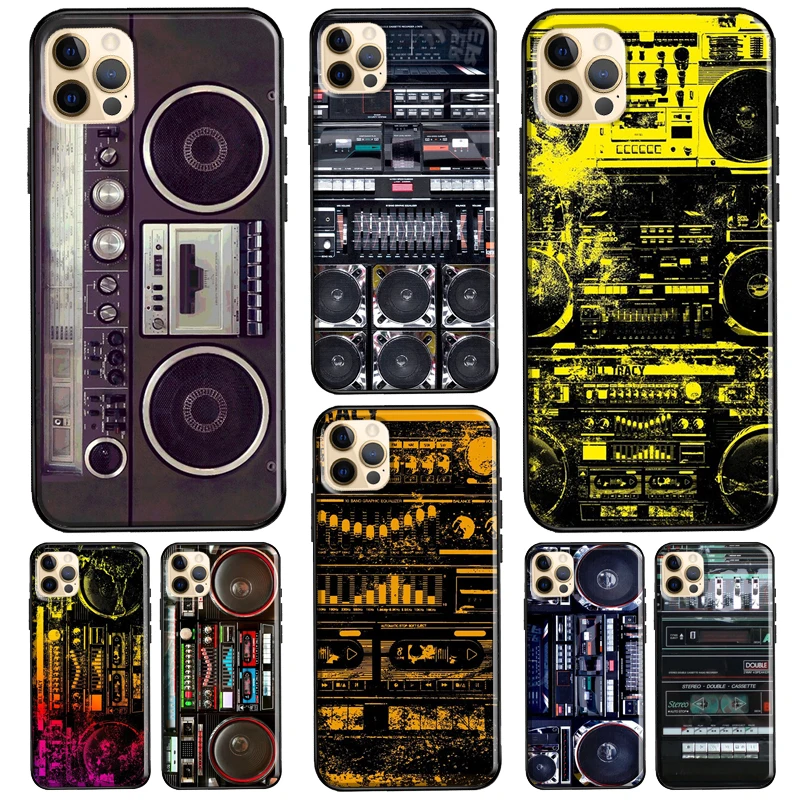 80s Retro Boombox Cassette Player Case For iPhone XR X XS Max 5S 6S 7 8 Plus SE 2020 11 14 12 13 Pro Max Mini Phone Cover
