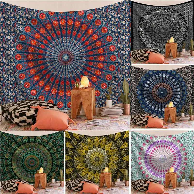 

FFO Indian Mandala Tapestry Hanging Hippie Lotus Flower Tapestries Mystery Trippy Witchcraft For Home Decor Wall Stickers