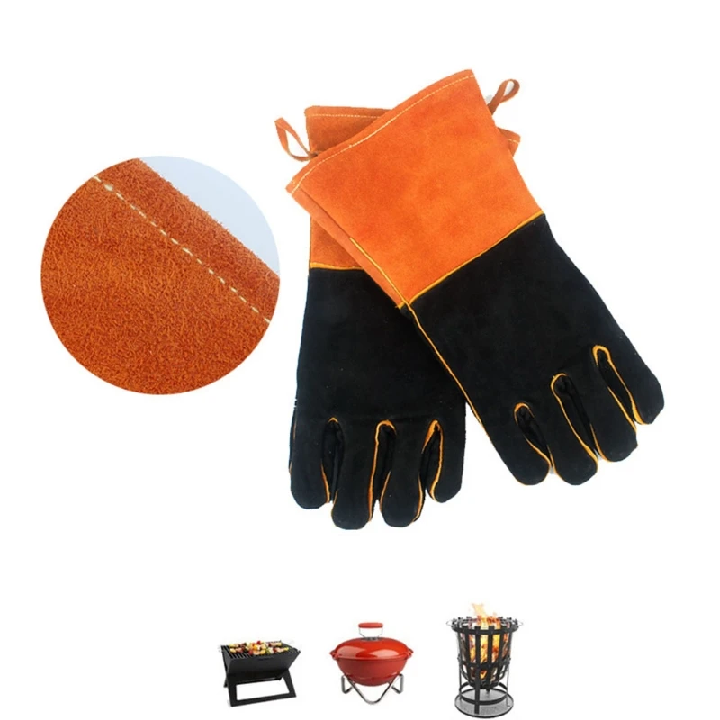 

High Temperature Heat Insulation Barbecue Gloves Oven Cooking Grill BBQ Mitt Fireproof Oil Resistant Hand Cover for Cooking 28GF