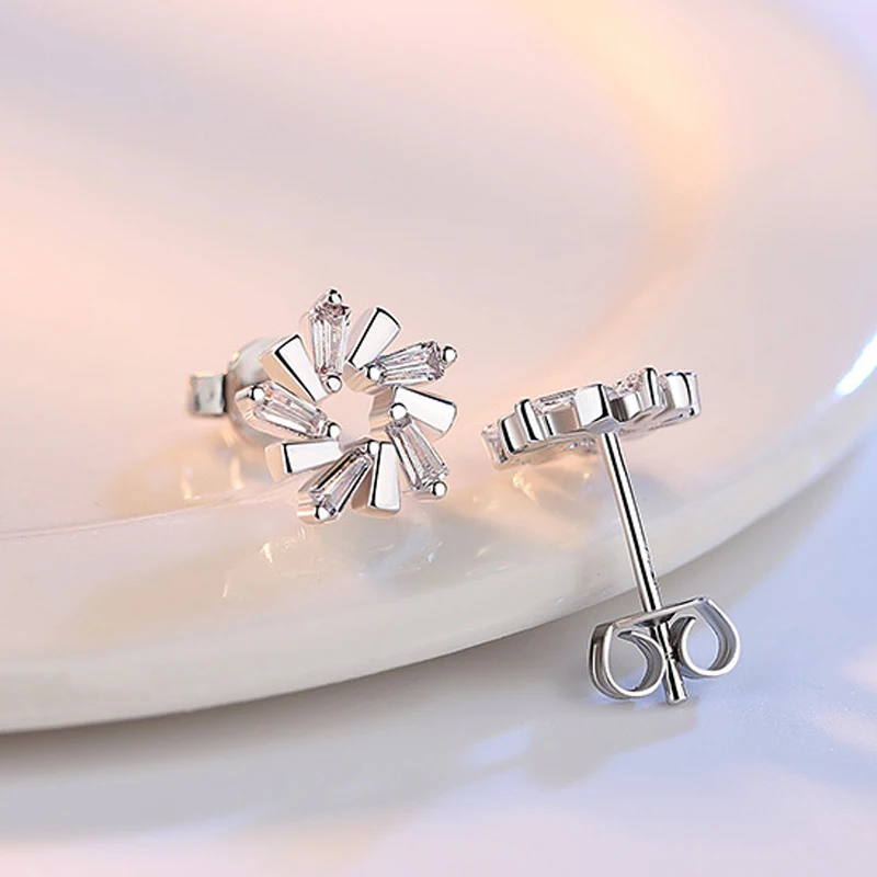 

2019 New Korean Trendy Rhinestone Stud Earrings for Women 925 Sterling Silver CZ Zircon Stone Earring Jewelry oucle D'oreille