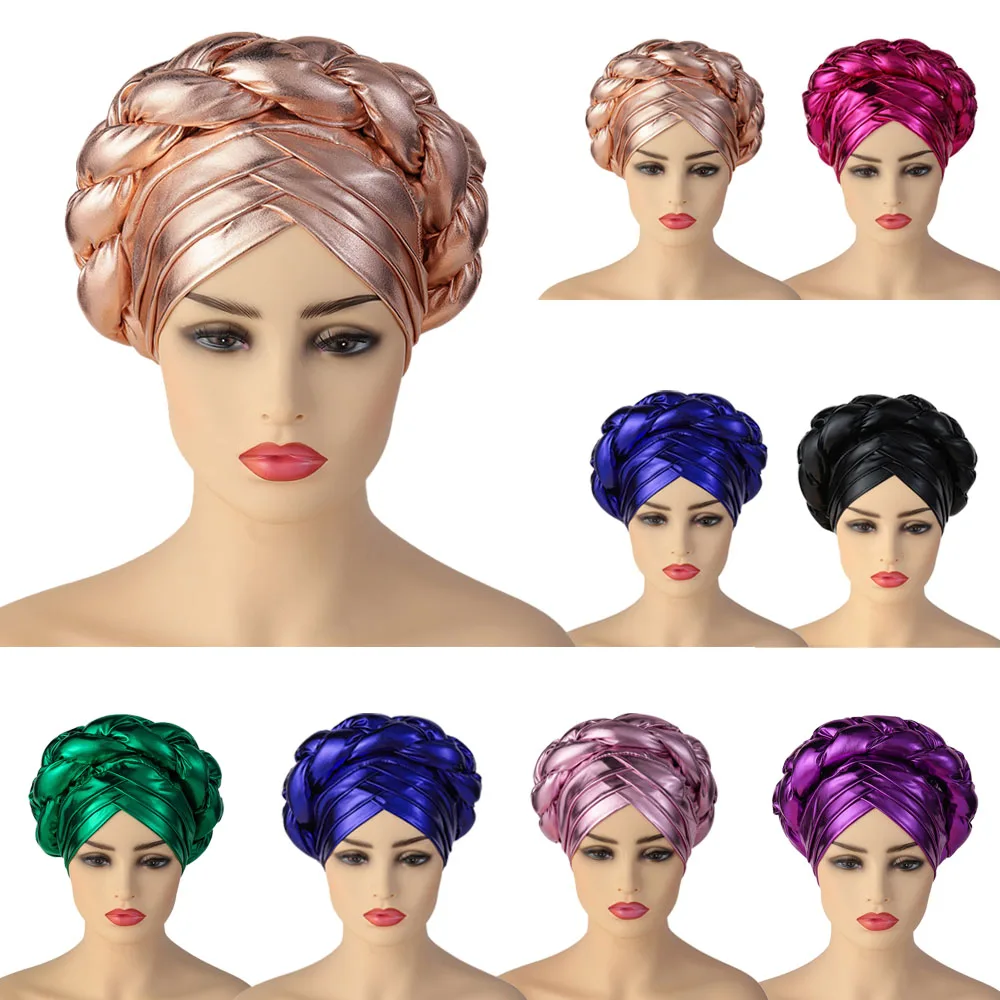 

Female Turban Caps Cross Ready To Wear Headscarf Bonnet Arab Head Wrap African Women Braid Turbans Auto Gele Headties Hijab Hat