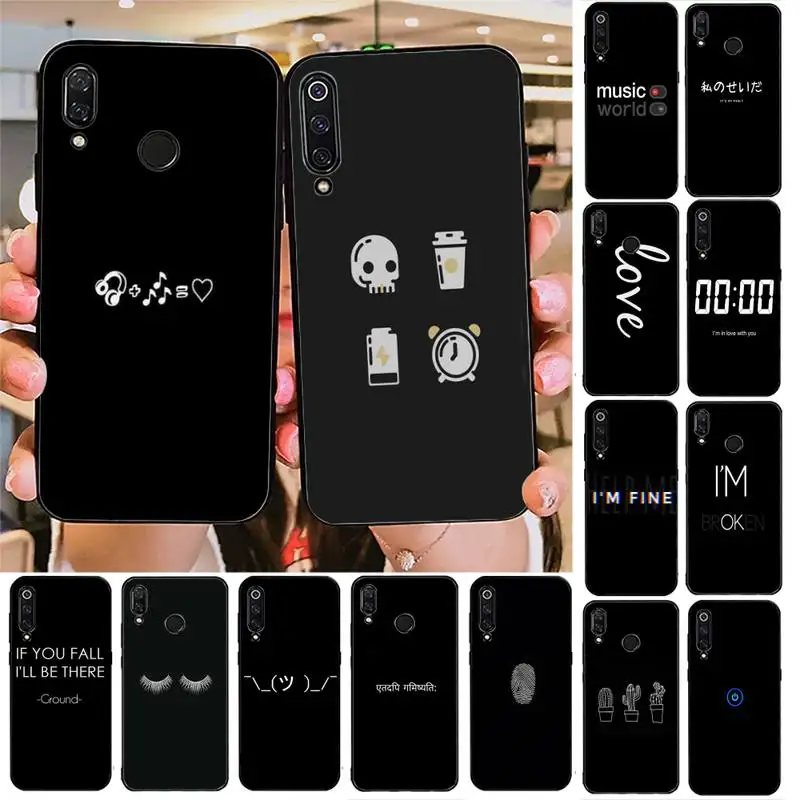 

Black Minimalist Text Phone Case For Redmi note 8Pro 8T 6Pro 6A 9 Redmi 8 7 7A note 5 5A note 7 case