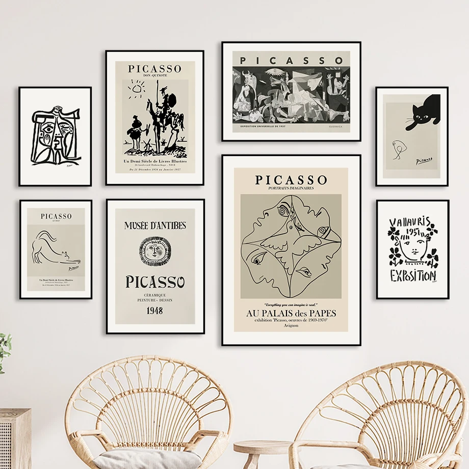 

Black White Vintage Picasso Abstract Art Wall Art Canvas Painting Nordic Posters And Prints Wall Pictures For Living Room Decor