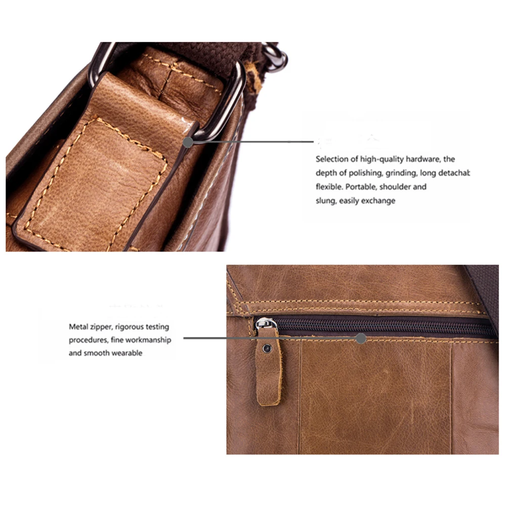 

Bullcaptain Vintage Genuine Leather Men's Messenger Bag Cow Leather Shoulder Bag for Male Fashion Man Crossbody Bag Handbags