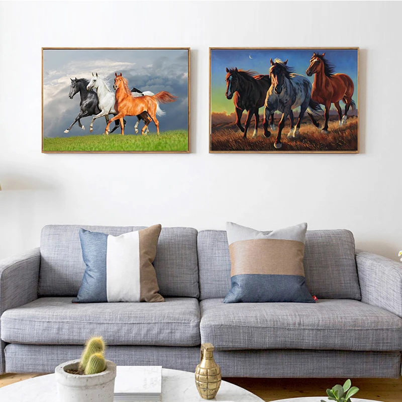 2 шт. картина маслом лошадь комплект для животных Рисование Живопись на холсте Wall
