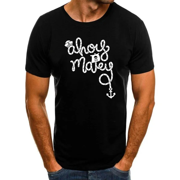 

ahoy matey T Shirt Men Summer Plus Size T-Shirts Casual Hip Hop Streetwear