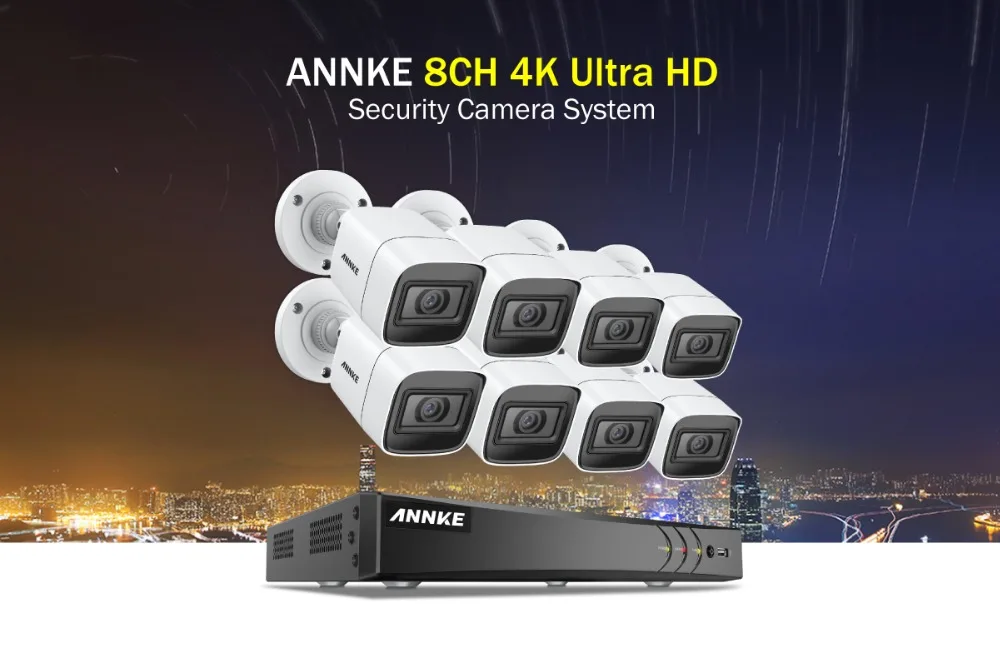 ANNKE 4K 8CH Ultra HD CCTV камера системы H.265 DVR комплект 8 шт. 8MP TVI IP67 уличная домашняя система видеонаблюдения