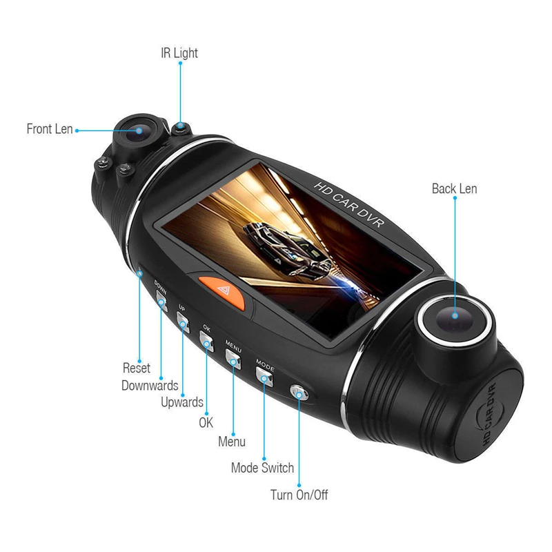 Автомобильный видеорегистратор с двумя объективами 2 7 дюйма | Автомобили и