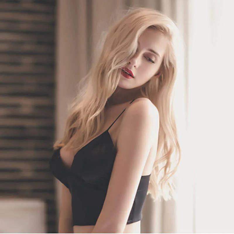 Кроп-Топ женский атласный пикантный бюстгальтер без косточек вязаный крючком