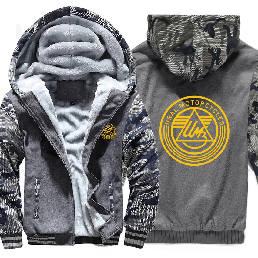 

URAL Motorcycles Hoodies Winter Camouflage Sleeve Jacket Men Fleece URAL Sweatshirts