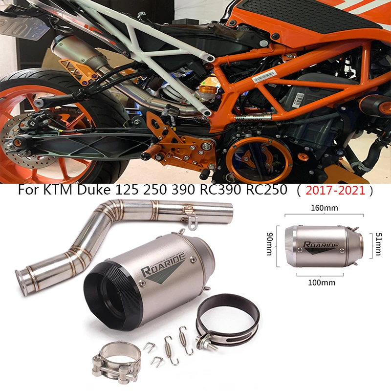 

Motorcycle Exhaust System Escape Modified For KTM Duke 125 250 390 KTM RC390 RC250 2017-2021 51MM mid link pipe Muffler Pitbike