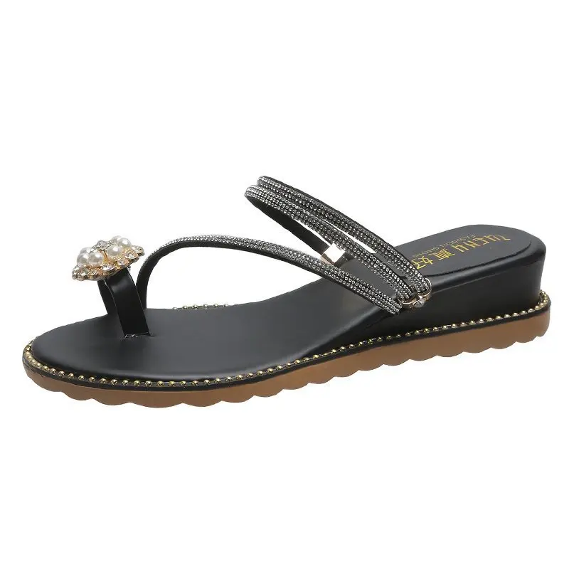 

On A Wedge Shoes Slippers Casual Slipers Women Slides Jelly Flip Flops Female Tap Low Lady Luxury 2021 Glitter Hawaiian Summer