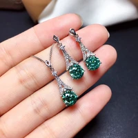 top quality exquisite silver color chain women wedding necklace earring sets women green zircon crystal stones jewelry sets