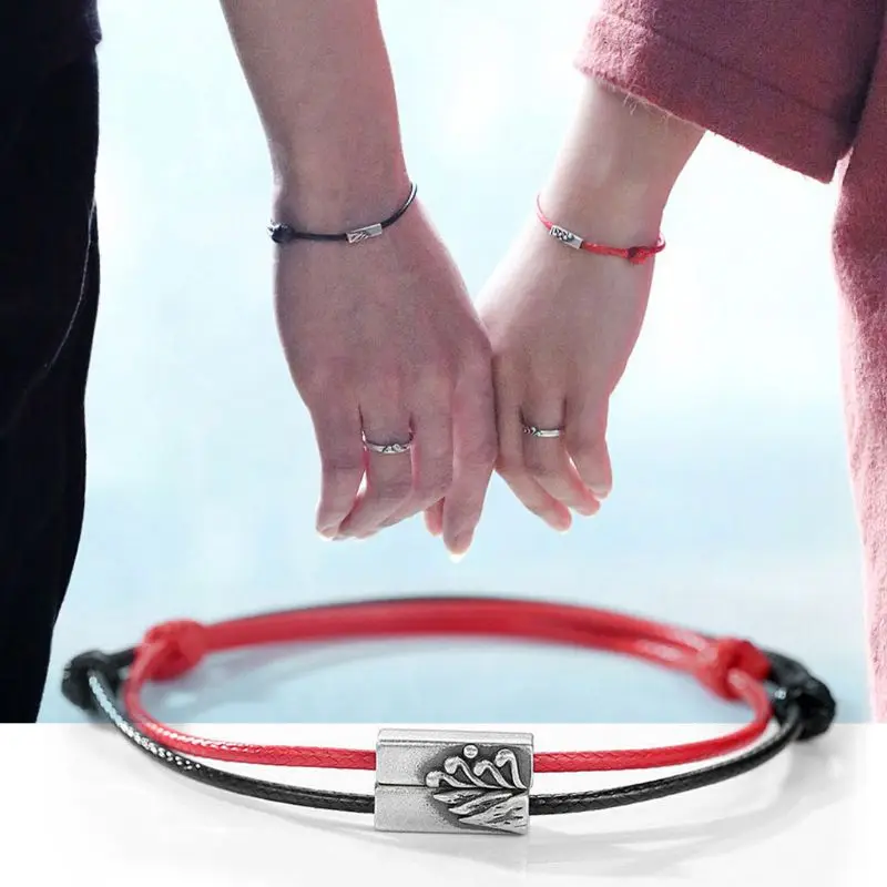 

2Pcs Friendship Rope Braided Distance Couple Magnetic Bracelet Kit Lover Jewelry
