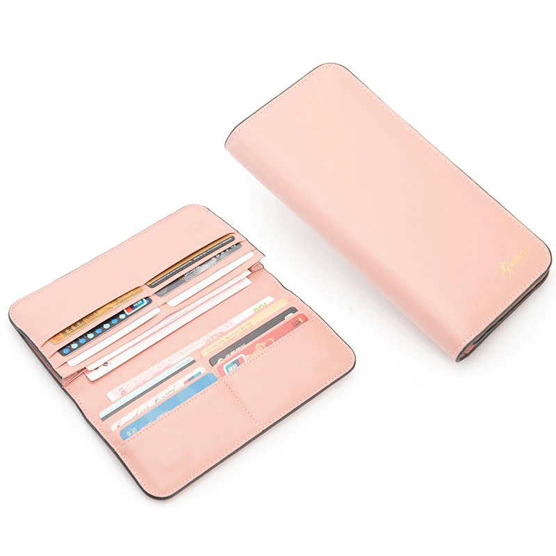 

Bifold Women Magnet Simple Slim Wallet For Women Large Capacity PU Leather Card Holder Pink Clutch Purse Ladies Long Wallet