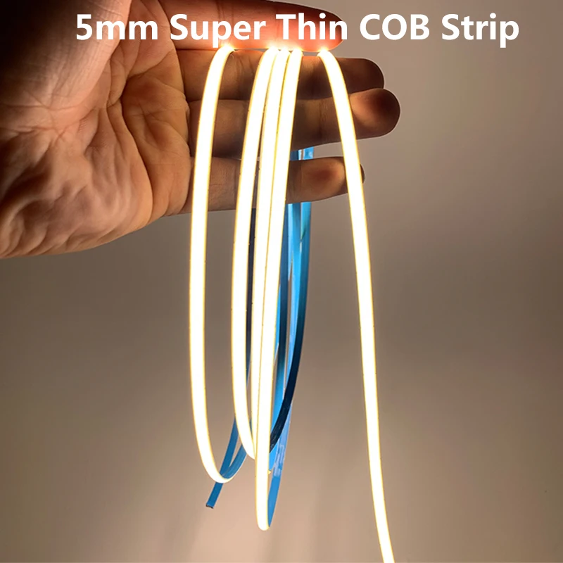 

5MM DC 12V 24V Weiche COB Streifen Beleucht 384 LEDs Hohe Dichte Flexible FOB Führte Licht Bar RA90 Weiche 3000K 4000K 6000K