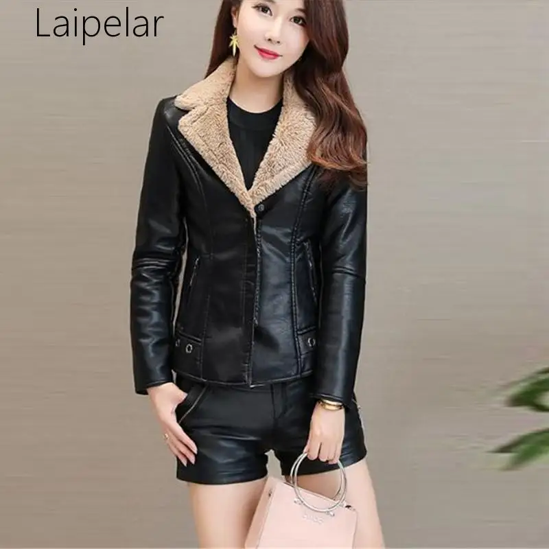 Женская короткая куртка из овчины облегающая бархатная размера плюс 5XL теплая