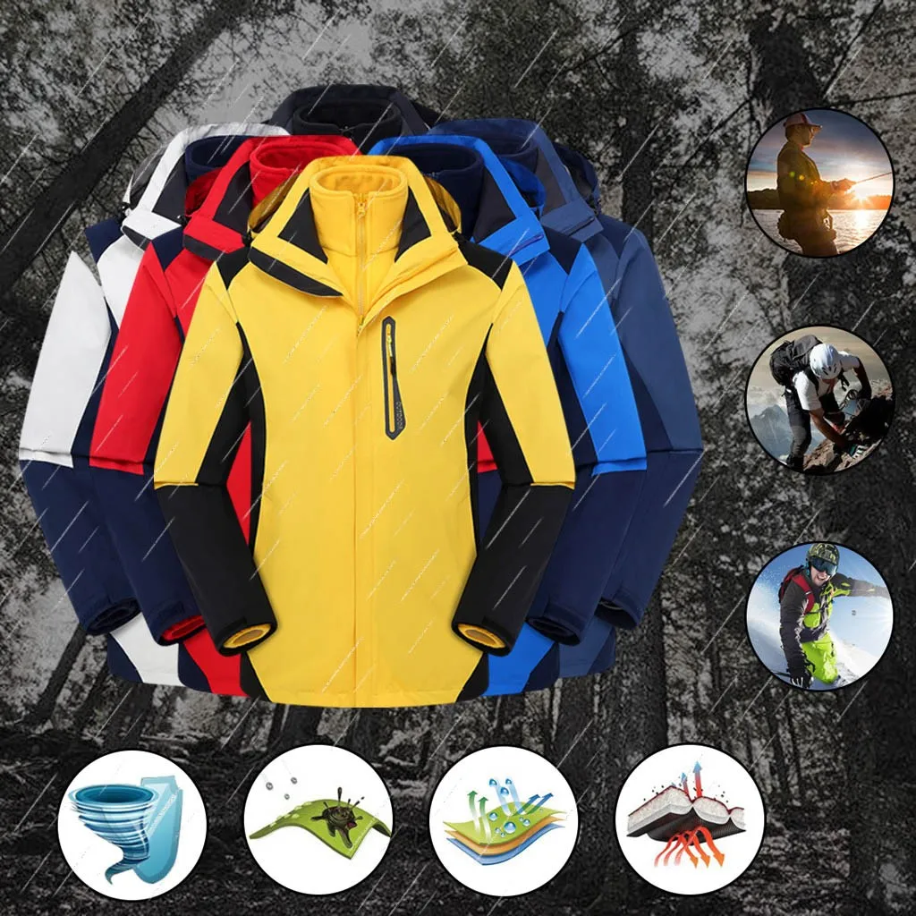 Мужская зимняя флисовая куртка с капюшоном ветронепроницаемая и