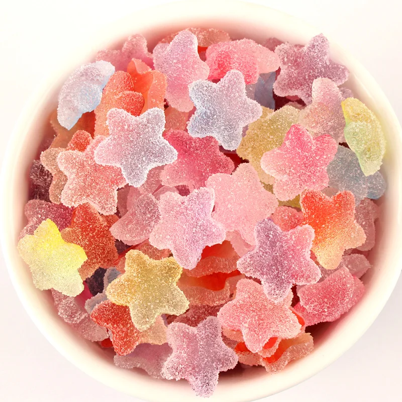 10pcs 17mm Resin kawaii food star-shaped sweet sugar soft candy charms ornament decoration Jewelry making Handicraft Material