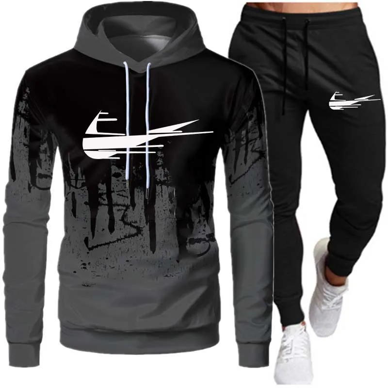 

2021 new brand clothing men's autumn and winter hot sale men's pullover hoodie+pants two-piece casual sportswear men's sportswea