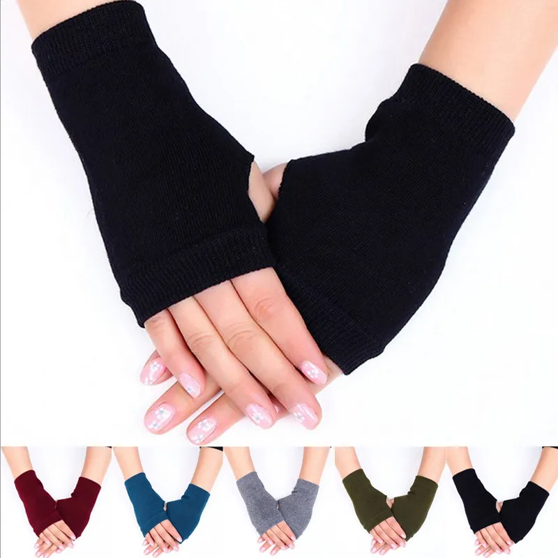 

Fashion Hand Warmer Winter Gloves for Women Ladies Arm Crochet Knitting Cotton Mitten Warm Fingerless Gloves Gants Femme