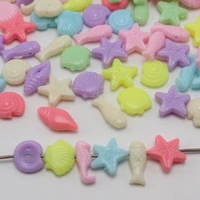 200pcs mixed pastel color acrylic mini sea oceans design beads kids carft