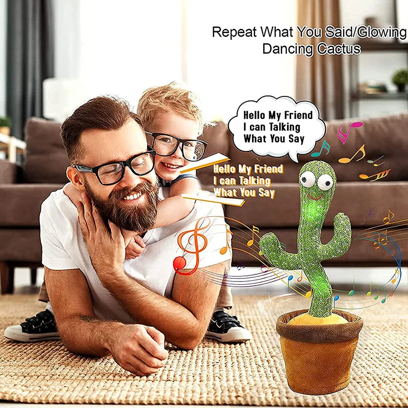 Funy-juguete electr&oacute;nico de felpa para ni&ntilde;os, juguete de Cactus bailando, para cantar y repetir lo que dices, con 120 canciones en ingl&eacute;s, decoraci&oacute;n del hogar-4
