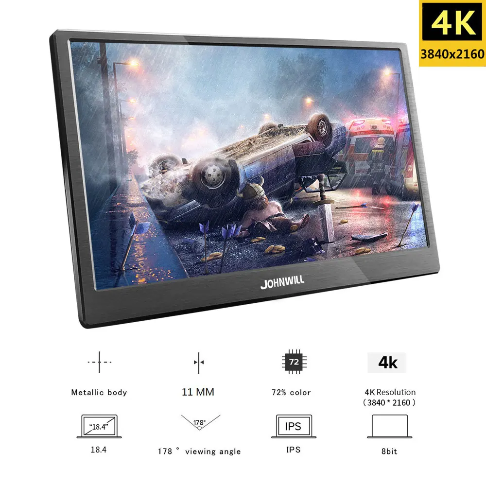 18.4 4K Monitor 18," 4 k ips ЖК-монитор с type-c mini HDMI DP широкоформатный 17,4" 3840x2160 Компьютерный дисплей USB-C портами для PS3 PS4 Macbook - Цвет: 18.4 4K Monitor
