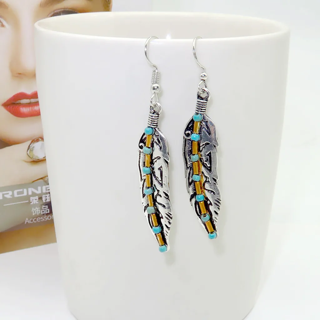 Винтажные серьги в стиле бохо висячие серьги-подвески с драгоценными камнями