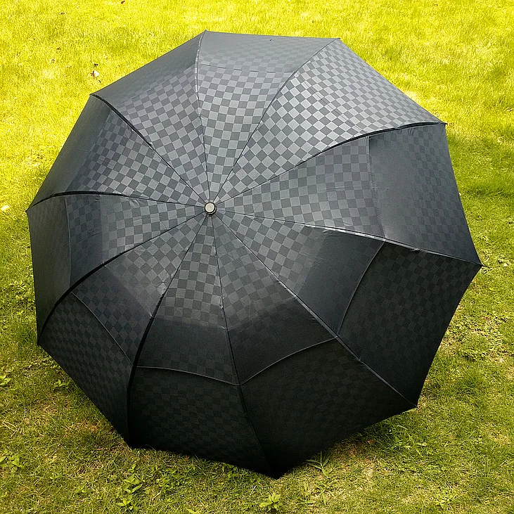 

Новая стильная двухслойная тиснением зонтик 10-кости стальная рама увеличить ветер и непромокаемые мужские бизнес-зонтик high-end мужской зонт