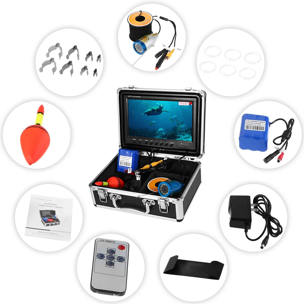 Портативный 9-дюймовый ЖК-монитор рыболокатор Водонепроницаемая подводная