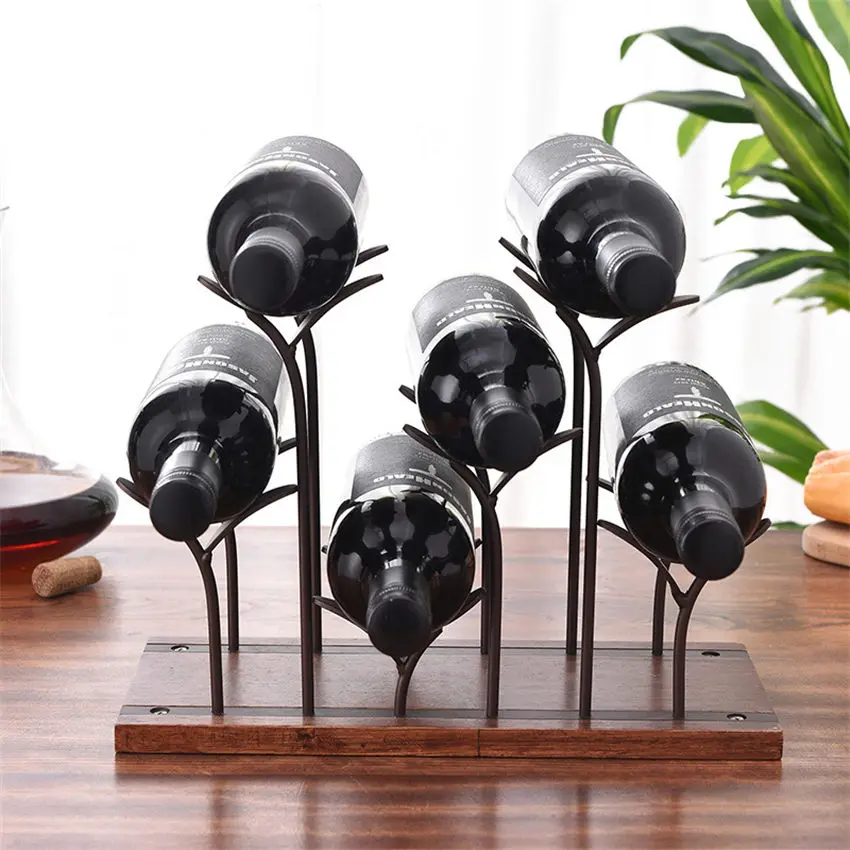 creative little sapling wine rack metal freestanding kitchen storage stand wine cabinet grape wine shelf display bar decorations free global shipping