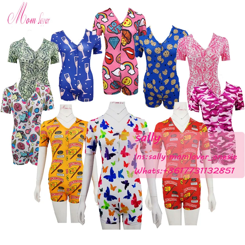 Adult Onesie yes daddy onesies Shorts sleeve backwoods onesie Sexy Rompers Pajamas For Women |