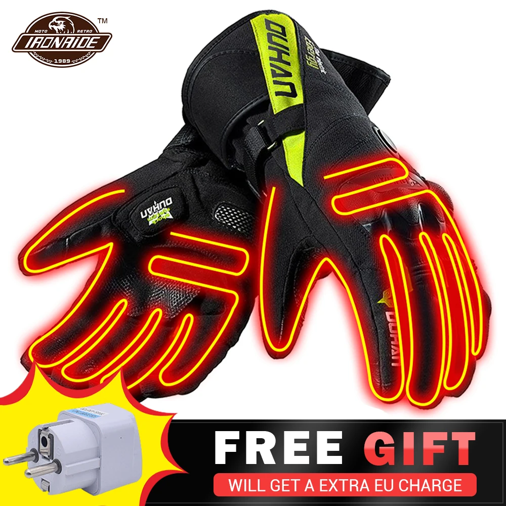 

DUHAN Heated Motorcycle Gloves Waterproof Guantes Moto Heating Moto Gloves With Battery Powered Motorbike Racing Riding Gloves