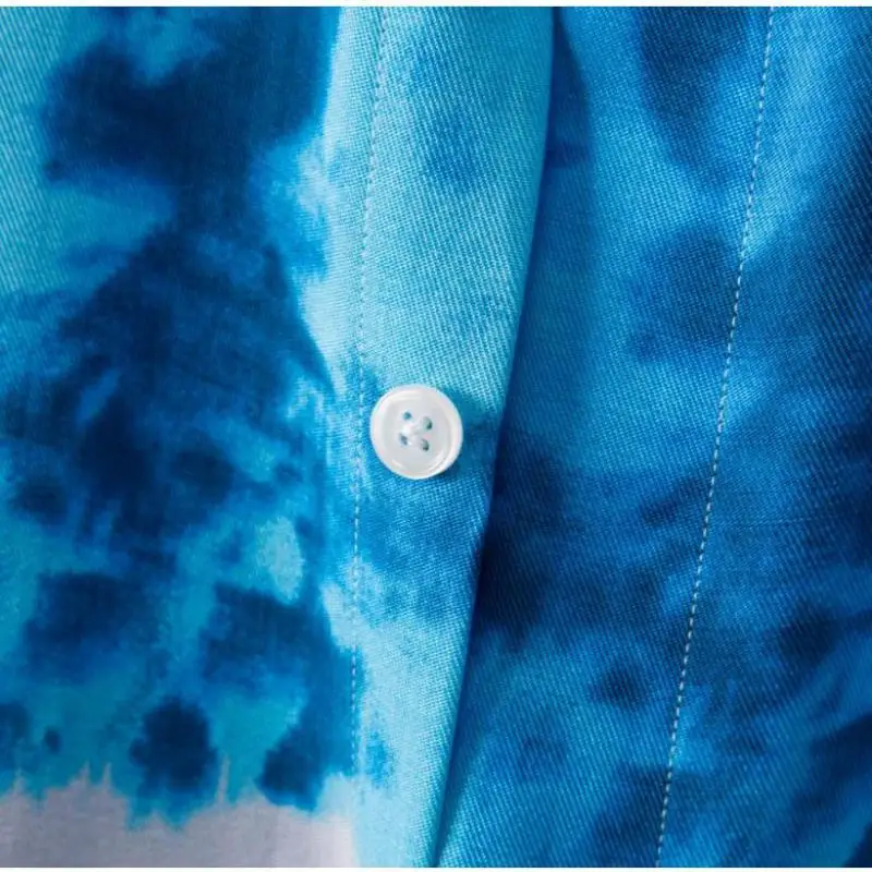 

Long Sleeve Mens Shirts Luxury Tie-dye Printed White Blue Casual Mens Dress Shirts Plus Size 4xl Slim Fit Party Man Shirt