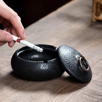 retro ceramic ashtray with lid round anti fly ash ashtray living room home furnishings office smoking accessories portable