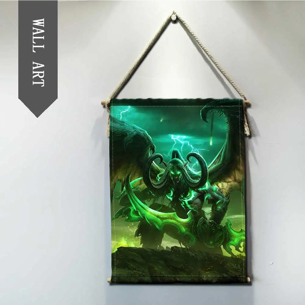 World of Warcrafts Битва за Azeroth плакат Sylvanas Anduin Jaina плакат с твердой древесины подвесной прокрутки украшения живопись