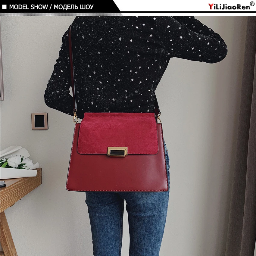 New Fashion Crossbody Bags Over Shoulder Famous Brand Nubuck Leather Handbags Female Large Capacity Messenger Bag Bolsos Mujer