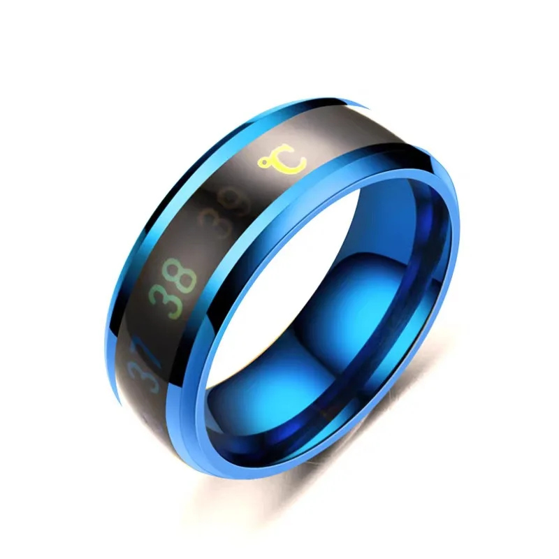 

Smart Sensor Stainless Steel Temperature Measuring Ring Punk Hip Hop Rock Personality Male And Female Couple Ring Jewelry Gift