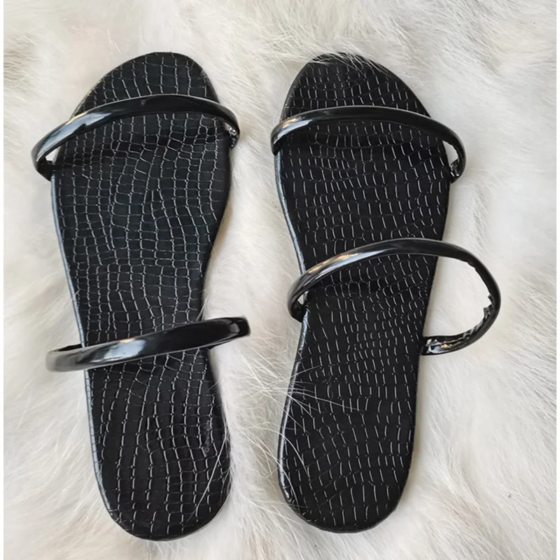 

Women Slippers Flats Shoes Summer Female Casual Sandals Plus Size Pu Woman Fashion Leopard Snakeskin Ladies Slides Beach