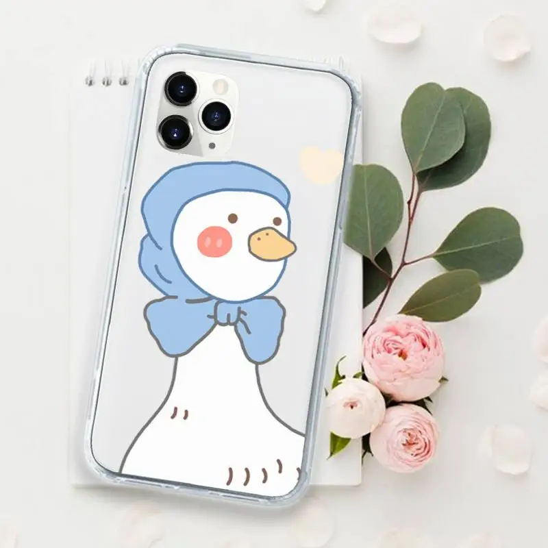

Cartoon cute duck white creative Phone Case Transparent for iPhone 11 12 mini pro XS MAX 8 7 6 6S Plus X 5S SE 2020 XR