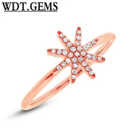womens 0 10 ct 10k rose gold natural round diamond star snowflake fashion ring