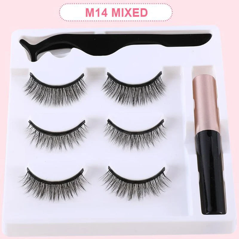 3 пары магнитных ресниц для макияжа жидкая подводка глаз пинцет