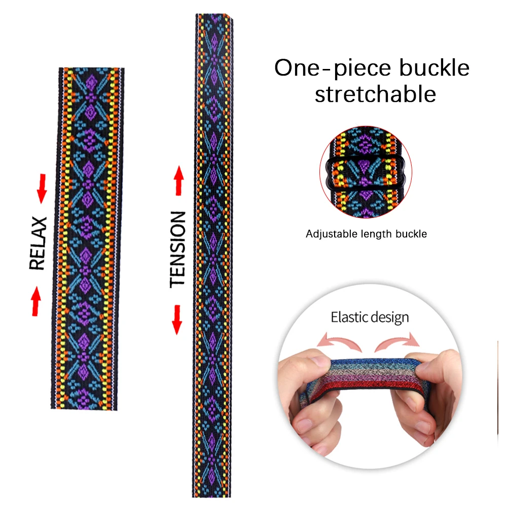 Nylon Loop Strap for Apple Watch Band 6 38mm 40mm 42mm 44mm Iwatch Series 6 5 4 3 2 Bohemia Elastic Watch Replacement Strap