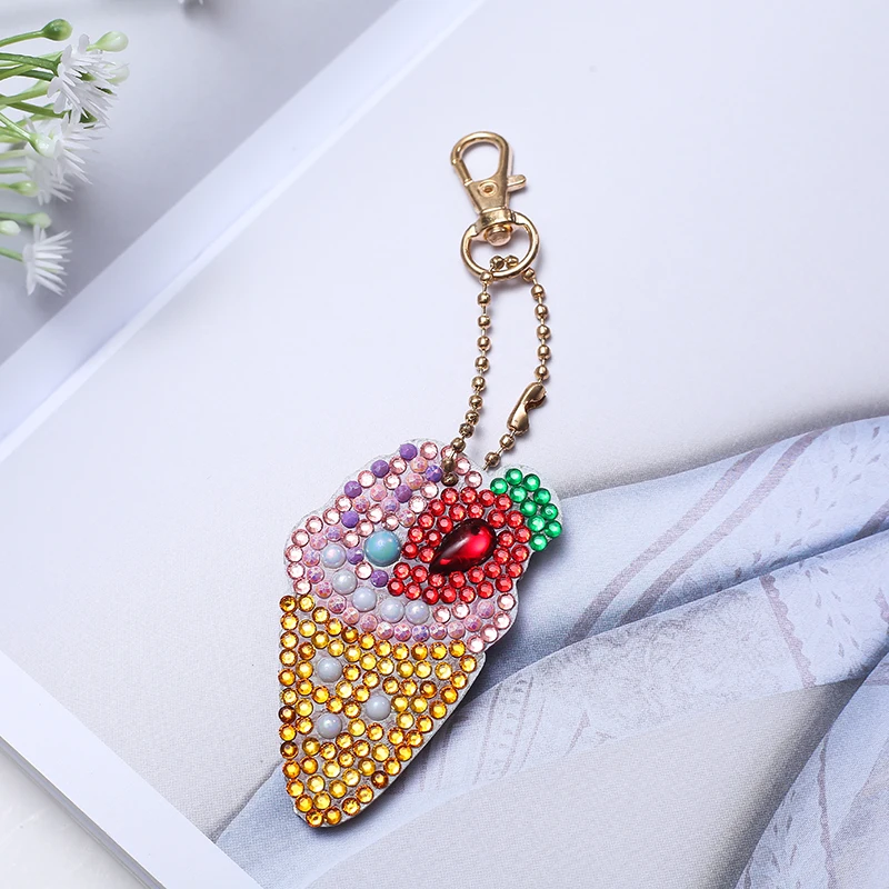 Алмазная картина губная помада и мороженое DIY 5D брелок круглая дрель хрустальные