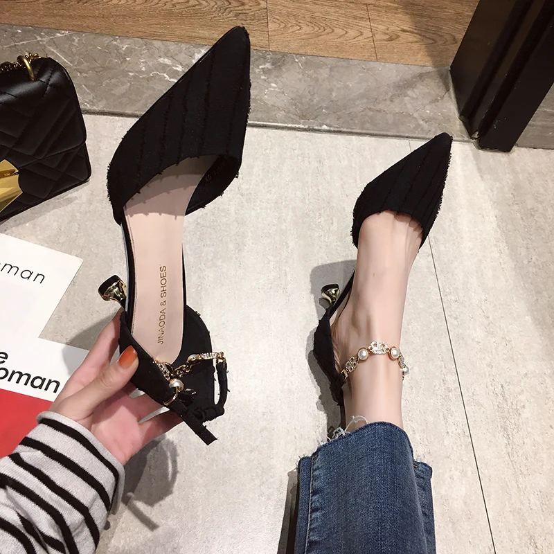 Classic basic high heel women solid color elegant simple fashion Buckle Strap ladies shoes spring autumn must-have W37-48 | Обувь