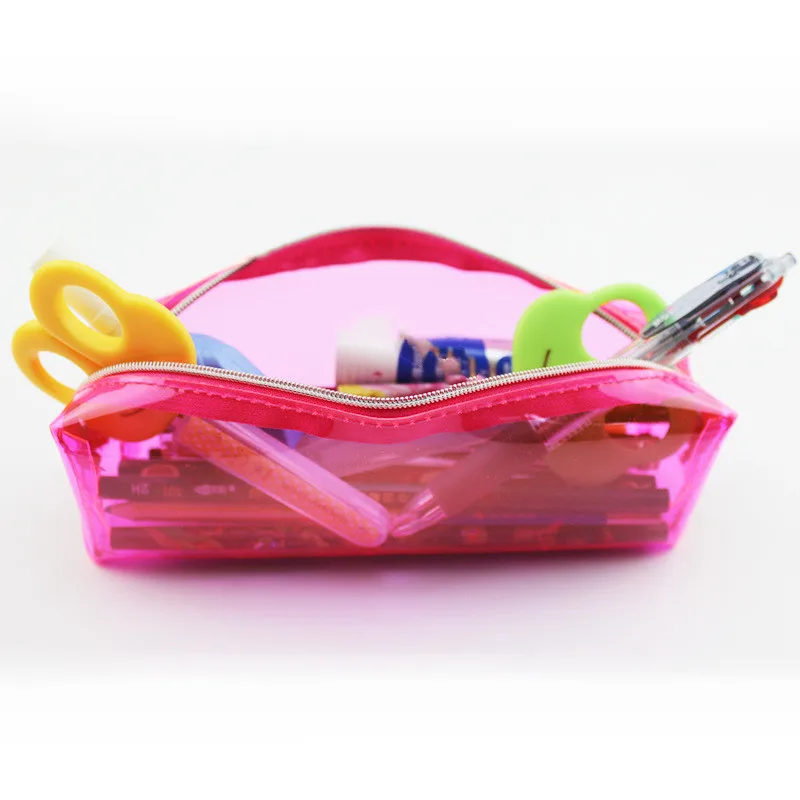 

1Pc Transparent Plastic Pencil Bag School Cute Pencil Case Pen Holder Bag Painting Brush Pens Storage Case Kids Stationery Gift