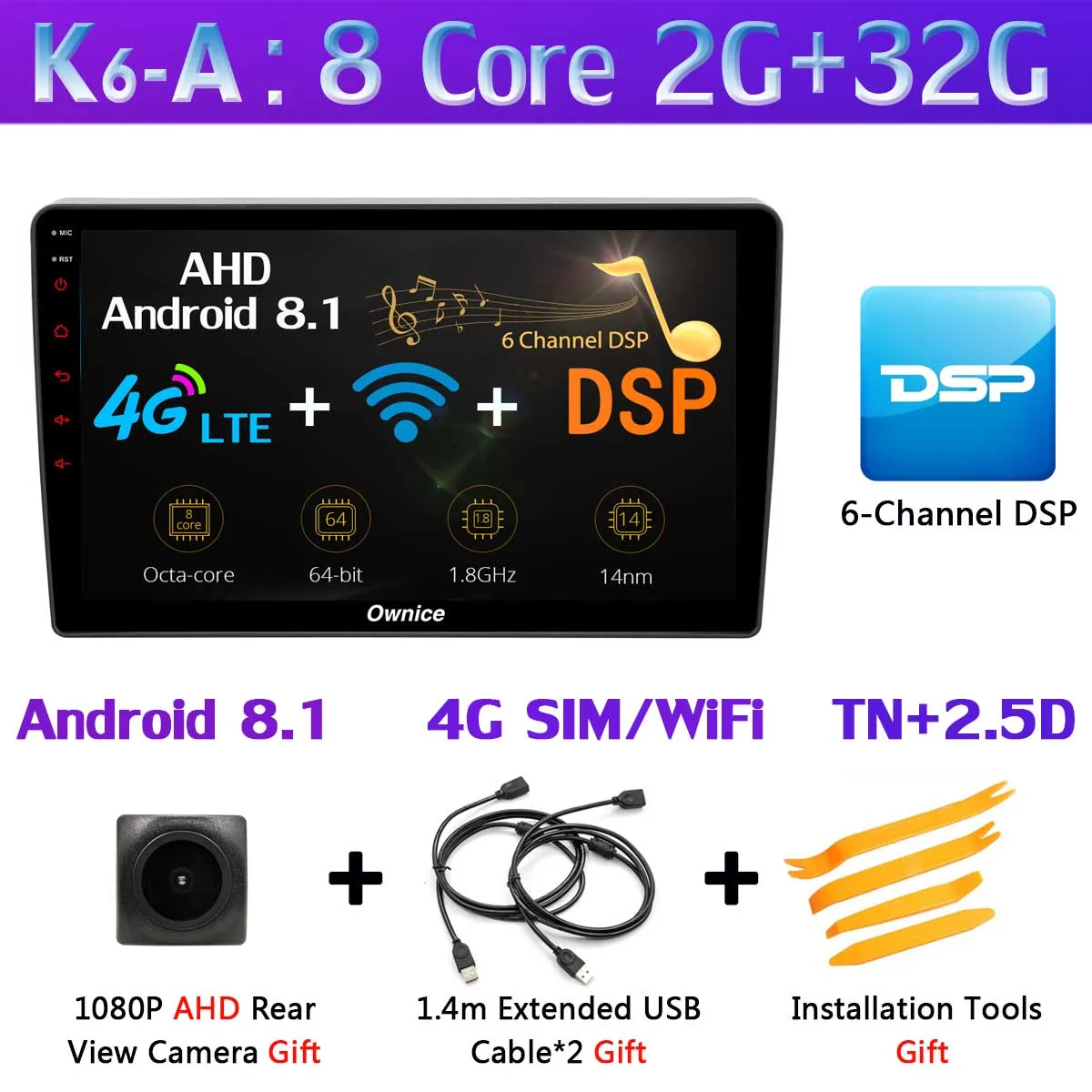360°4×камера 4G LTE Android 9,0 4G+ 64G 8Core SPDIF DSP CarPlay автомобильный мультимедийный плеер gps радио для Kia K5 Optima 2011 - Цвет: K6-A