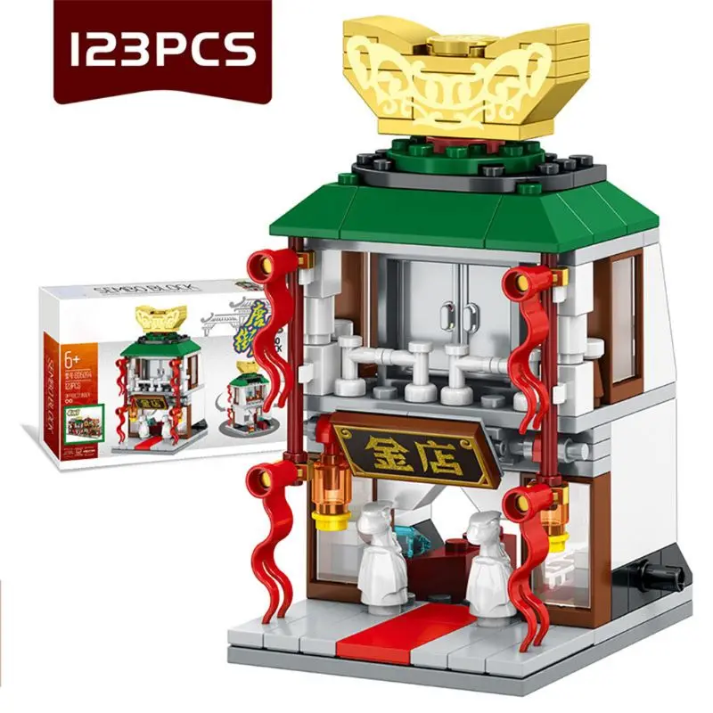 

Chinese Style Mu 3d Puzzle Chinatown Street View Architecture, Building Blocks Technic Diy Toy Assemble Jigsaw Toys Gift