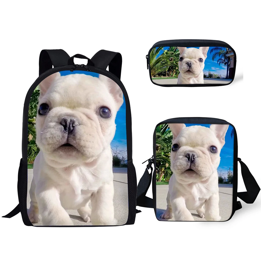 HaoYun Children's Backpack Kawaii Little Bulldog Pattern School Bags Lovely Animal 3PC/Set Students Back to School Book Bags